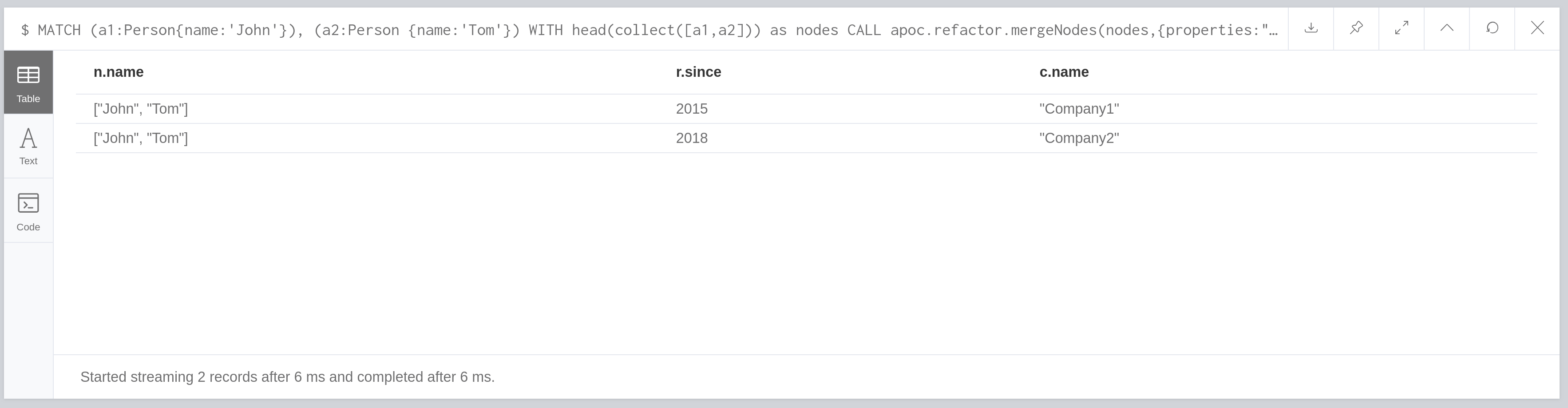 apoc.refactor.mergeNodes.resultSecondExampleData